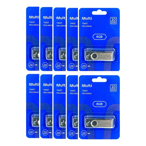 Kit 10 Pen Drive 8gb Multilaser Preto Original Lacrado