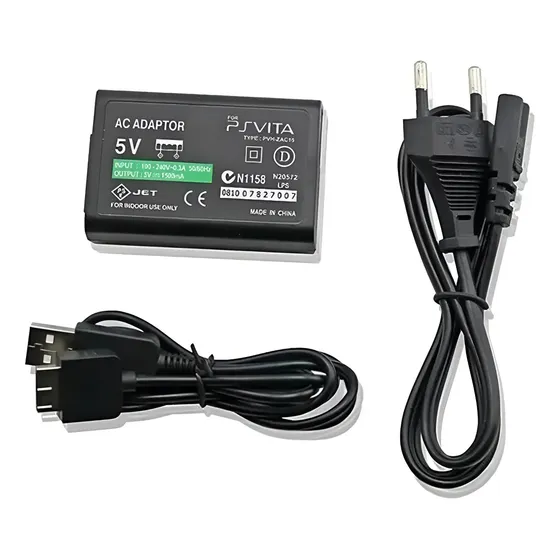 Fonte Carregador Bivolt + Cabo Usb Para Ps Vita Fat Nfe