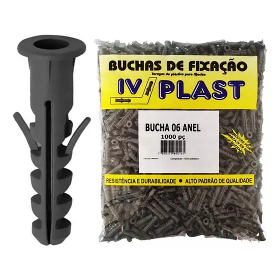 Bucha Sem Parafuso Com Aba Anel 6mm C/ 1000 Peças Ivplast