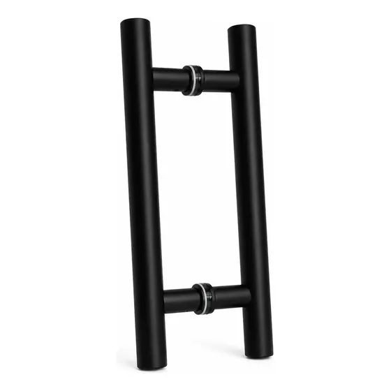 Puxador Porta Portão Madeira Vidro Alumínio 40cm H Par Preto