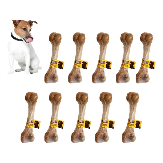 Kit 10 Osso Suíno Defumado Petisco Natural Pet Cães Cachorro