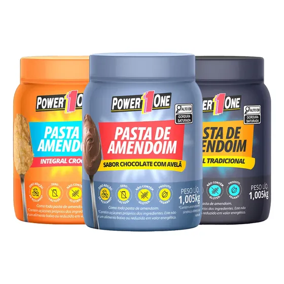 Promoção - 3x Pasta De Amendoim Power One 1 Kg - Carboidrato