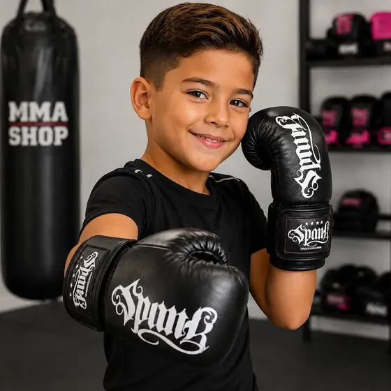 Luva De Boxe E Muay Thai Kickboxing Spank Infantil 6oz Preto