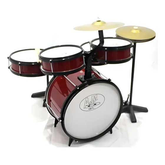 Bateria Infantil Profissional Rock Baby Vermelha Com Chimbal