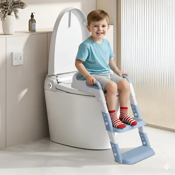 Troninho Infantil Com Escada Assento Redutor Vaso Sanitário