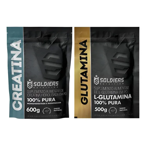 Kit: Creatina 600g + Glutamina 500g Soldiers Nutrition Pó