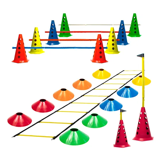 10 Cones Furados 5 Barreiras + 10 Pratos + Escada Funcional