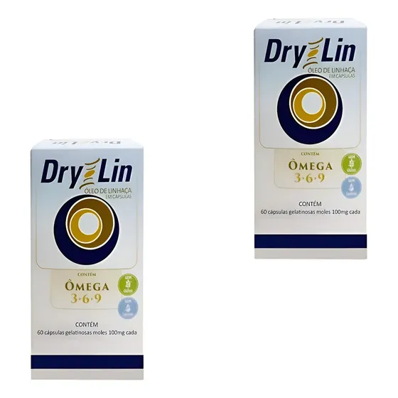 2 Dry-lin Óleo De Linhaça Em Cápsulas 1000mg C/ 60 Cáps