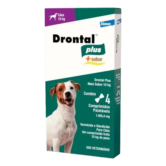Vermifugo Para Cães Drontal Plus 10kg - 4 Comprimidos