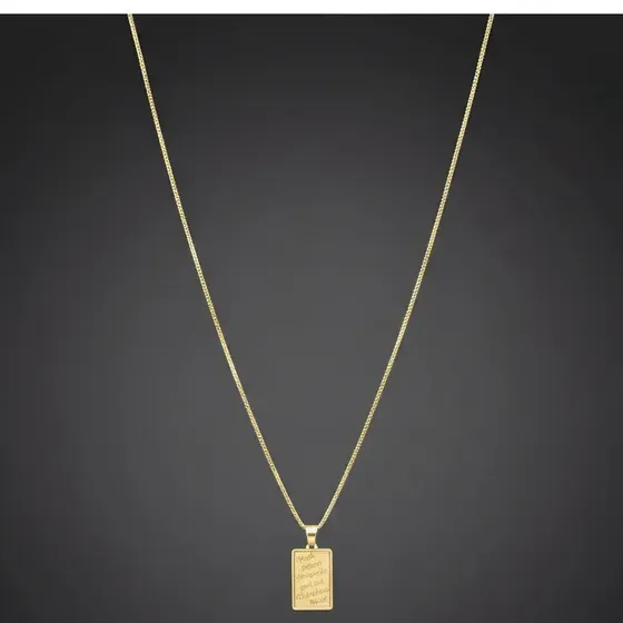 Cordão Fino Masculino 70cm + Pingente Plaquinha Banhado Ouro