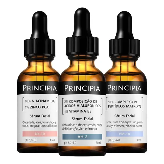 Principia Kit Séruns Niacinamida + Hialurônico + Peptídeos