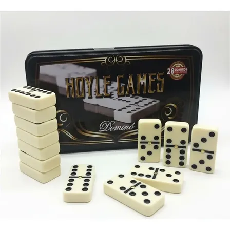Jogo De Domino Grosso 12mm C/ Pino Central 28 Peças Na Lata