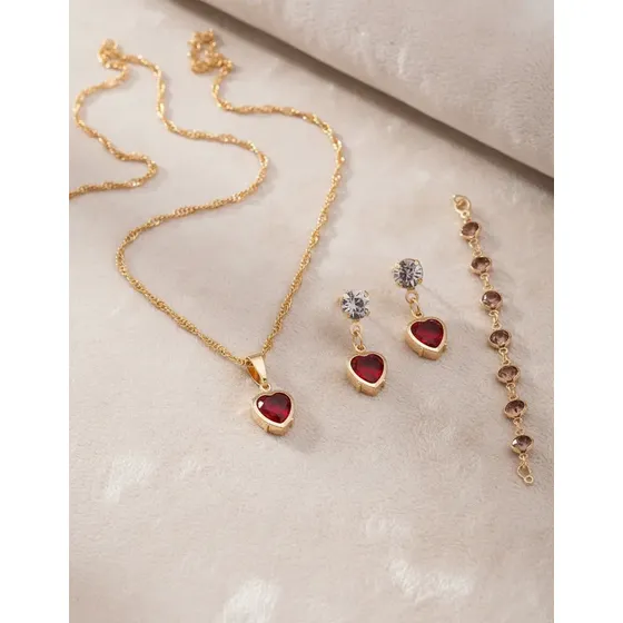 Corrente Feminina+ Pulseira+ Brinco Folheado A Ouro Promoção