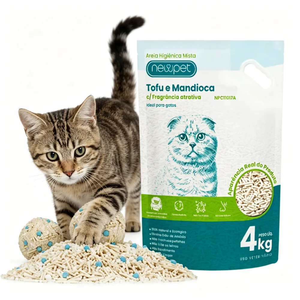 Newpet Areia Biodegradável Granulado de Tofu Cassava 4 kg para Gatos