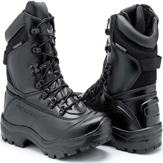 Coturno Militar Bota Acero Couro Legitimo Ziper Policial