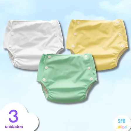 Kit Com 3 Fraldas Plástica Ecológica Calça Enxuta
