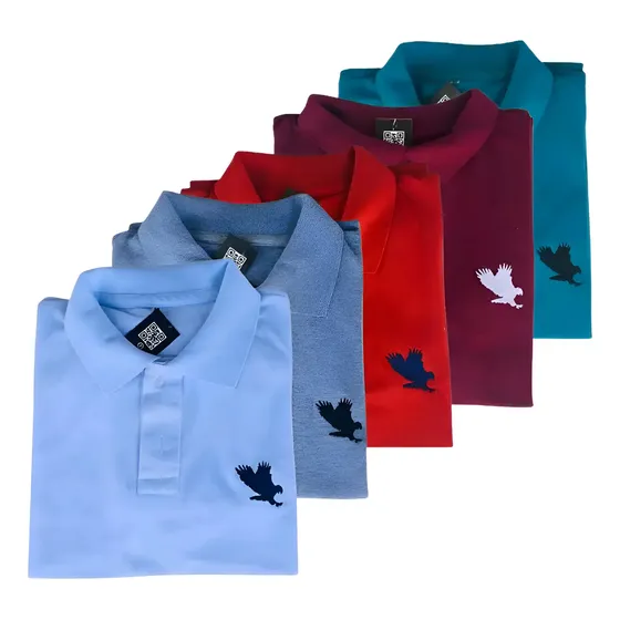 Camisa Gola Polo Masculina Kit C/ 5 Camisetas Cores Variadas