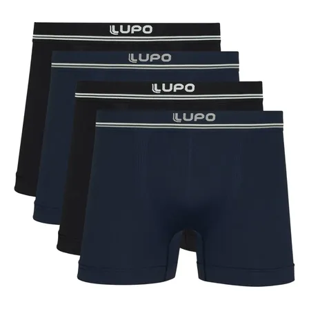 Kit 4 Cuecas Boxer Lupo Sem Costura Microfibra Masculino Box