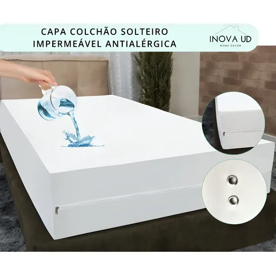 Capa Para Colchão Solteiro Impermeável Antialérgico Zíper