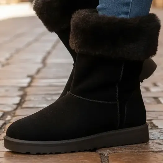 Bota Feminina Forrada Com Pelos Para Frio Inverno Neve