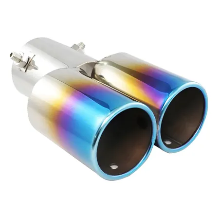 Ponteira Esportiva Automotiva Dupla Reta Oblíqua Azul