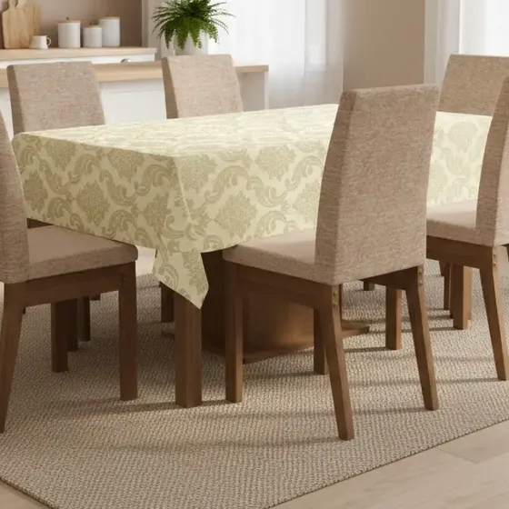 Toalha De Mesa De 6 Lugares Tecido Jacquard Retangular.