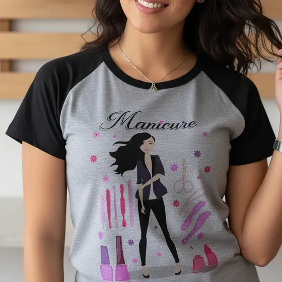 Camiseta Baby Look Profissão Manicure Vestefan I0175