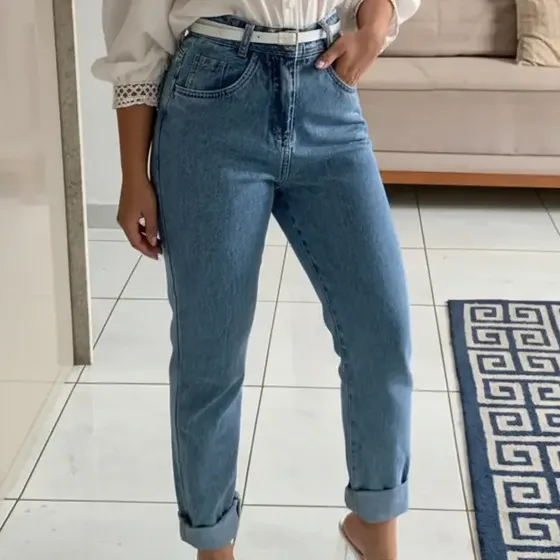 Calça Jeans Mom Feminina Cintura Alta Premium Atacado Linda