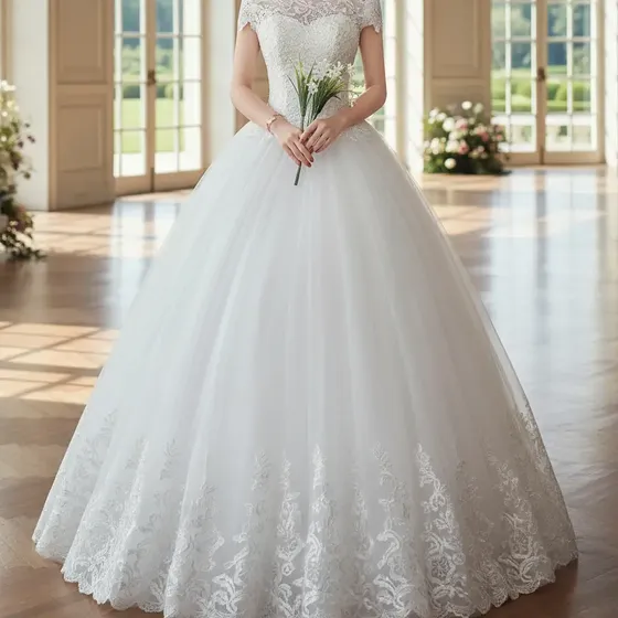 Vestido De Noiva Princesa Baltimore Decote Canoa