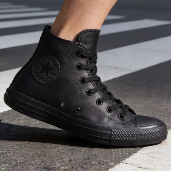 Tenis Converse All Star Monochrome Preto Couro Sintético