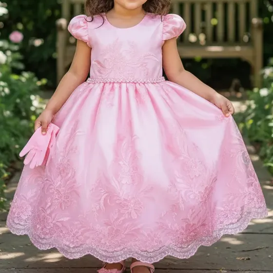Vestido Infantil Princesa Realeza Luxo E Luvas E Coroa