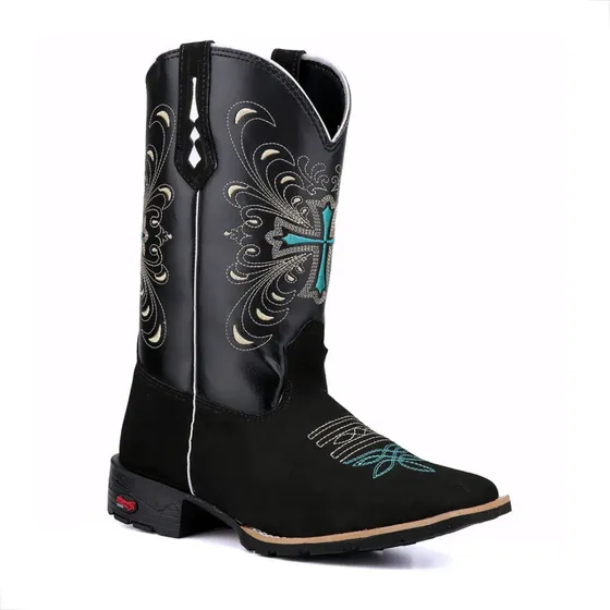 Bota Country Bico Quadrado Montaria Texana Promoça Feminina