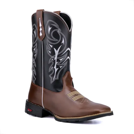 Bota Texana Bico Quadrado Country Couro Promoçao