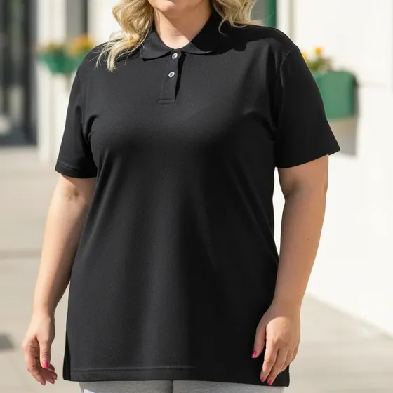 Camisa Polo Piquet Feminina Plus Size Fenomenal