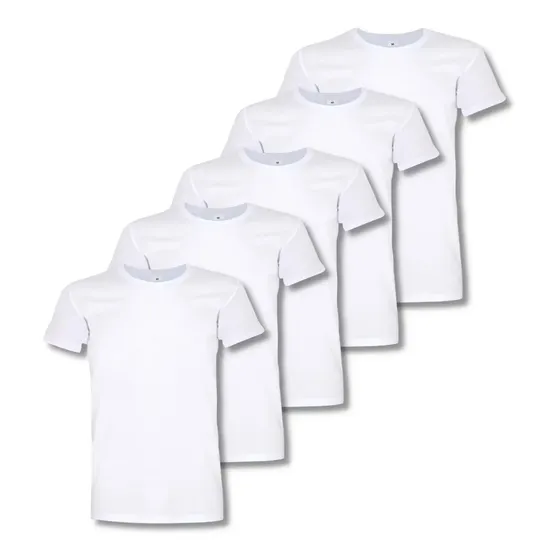 Camiseta Branca De Algodão No Atacado - Kit Com 5 Camisetas
