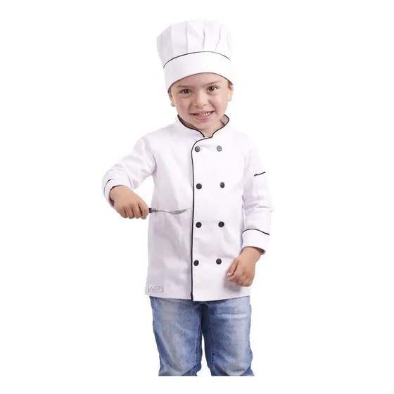 Kit Dolma Chef Infantil Com Chapéu Branco Gastronomia