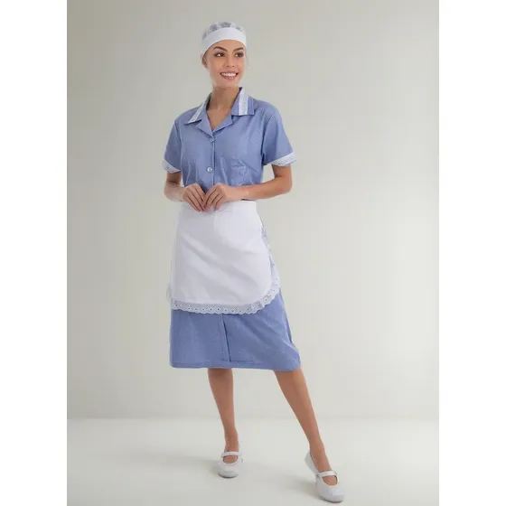 Kit 2 Vestidos Algodão Copeira Faxineira Doméstica Arrumadei