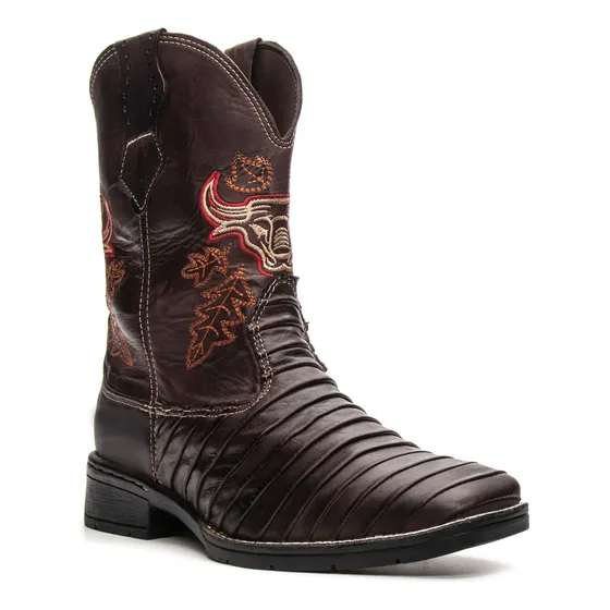 Bota Texana Country Masculina Couro Legítimo Cano Longo Tatu