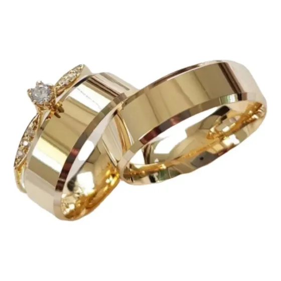 Alianças Casamento Moeda Antiga 8mm Chanfrada + Gravação