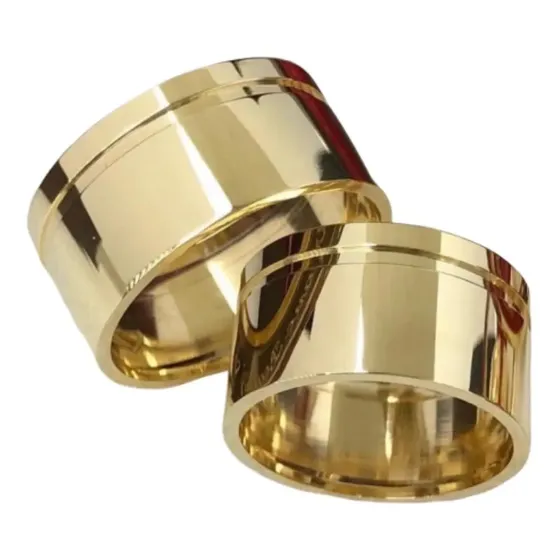 Par Alianças De Moedas Antiga Friso 10mm + Anel Solitário