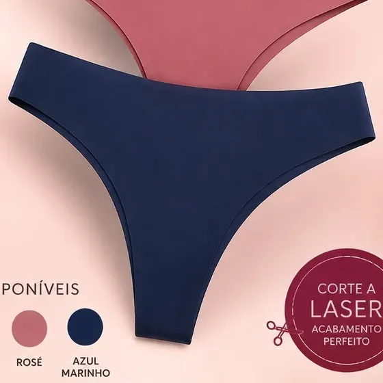Kit Com 3 Calcinhas Tanga Fio Dental Sem Costura Laser