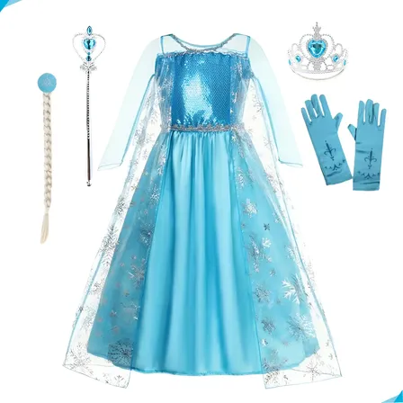 Fantasia Vestido Princesa Infantil Com Capa E Acessórios