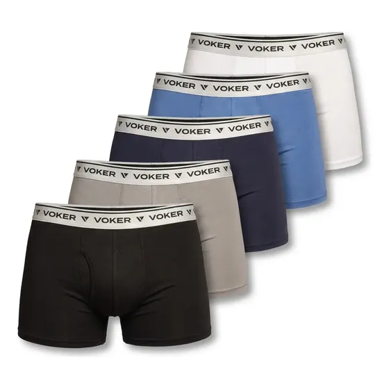Kit 5 Cuecas Box Boxer Voker Lycra Atacado Só Lisas