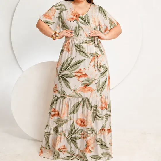 Vestido Longo Evangelico Plus Size Social Tule Premium Top