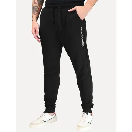 Calça Calvin Klein Jeans Moletom Side New Logo Preta