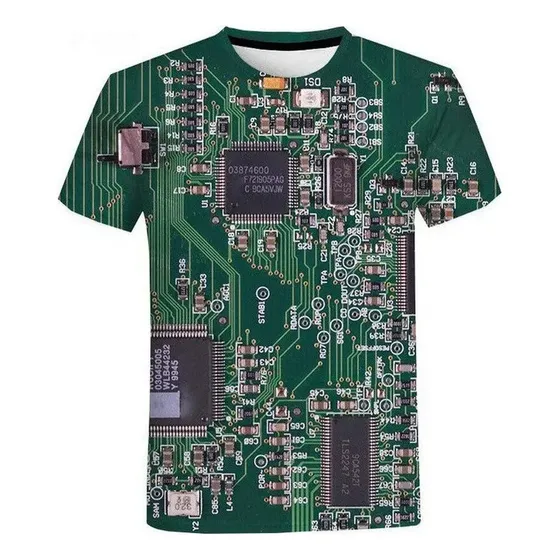 Camiseta Chip Eletrônico Hip Hop Masculinas 3d Máquina I