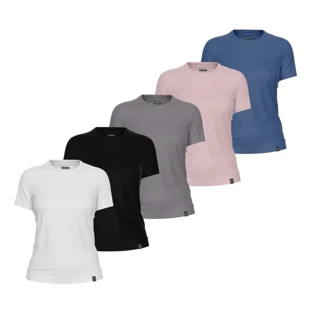 Kit 5 Camisetas Feminina Tshirt Basica Algodao Premium