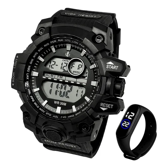 Relógio Masculino Sport Shock Prova D´água Original C Brinde