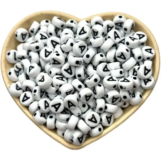 Miçangas Infantil Letras 100 Pcs Branco
