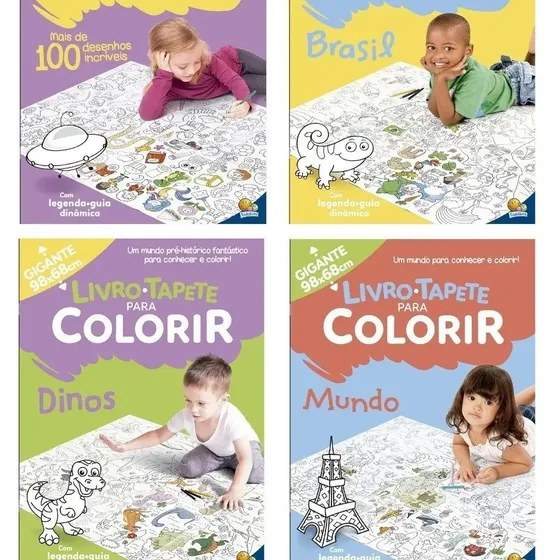 Livro Tapete Gigante Para Pintar Colorir Desenho Infantil
